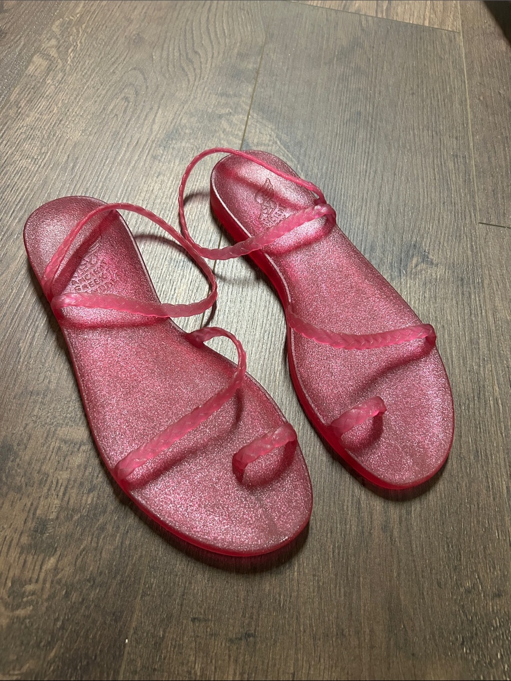 Women's Pink Ancient Greek Sandals Jelly Toe-Ring Sandals